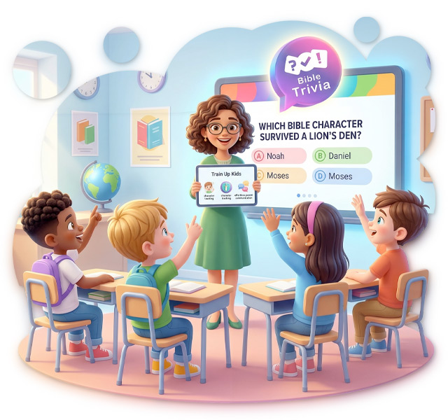 Teacher and Kids learning bible together